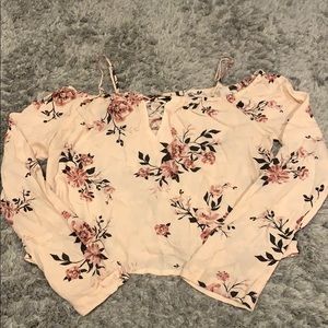 Kendall and Kylie cropped off the shoulder shirt